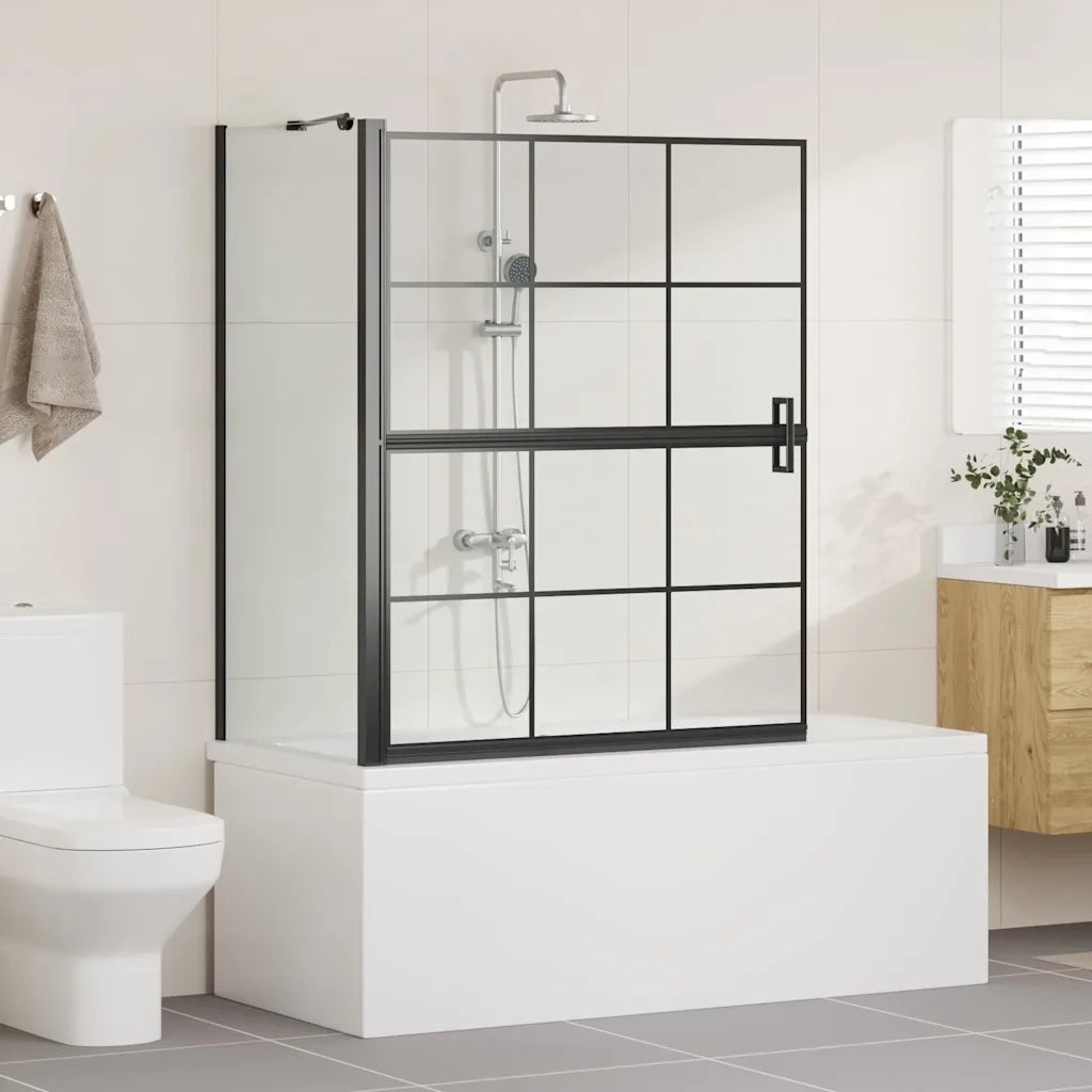Schermo per Bagno e Doccia Nero e trasparente 116 x 68 x 128 cm