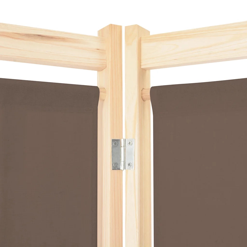 Divisorio Ambienti | Divider per stanze | Paravento a 5 Pannelli Marrone 200x170x4 cm in Tessuto
