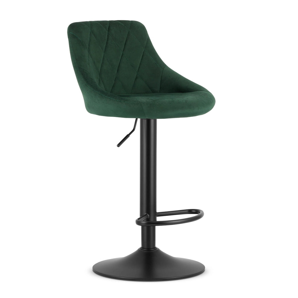 Sgabello da bar girevole OSKAR KAST velluto verde con base nera