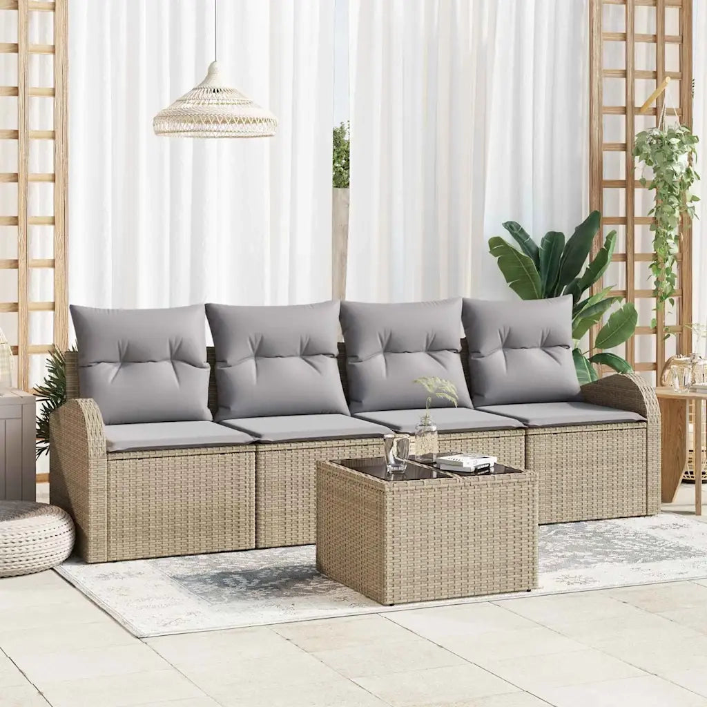 Set Divano da Giardino Beige 55 x 55 x 37 cm polyrattan 3345910