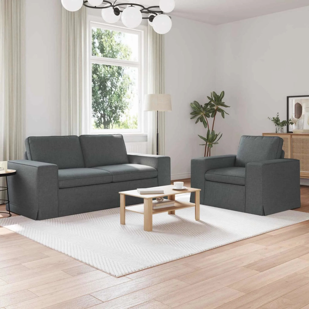 Set di divani 2 pcs Grigio scuro 182 x 80 x 82 cm Tessuto 3407545