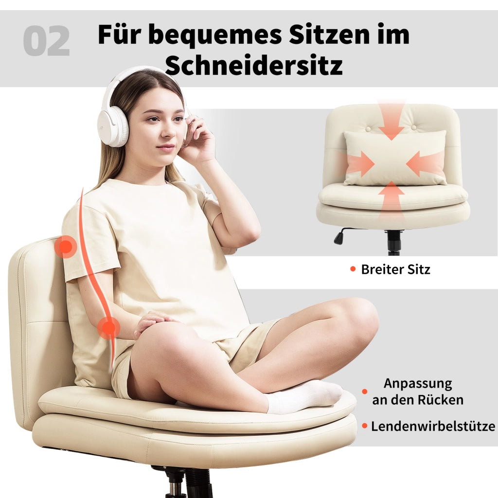 Sedia da ufficio ¨C zephmum ¨C senza braccioli, similpelle, beige
