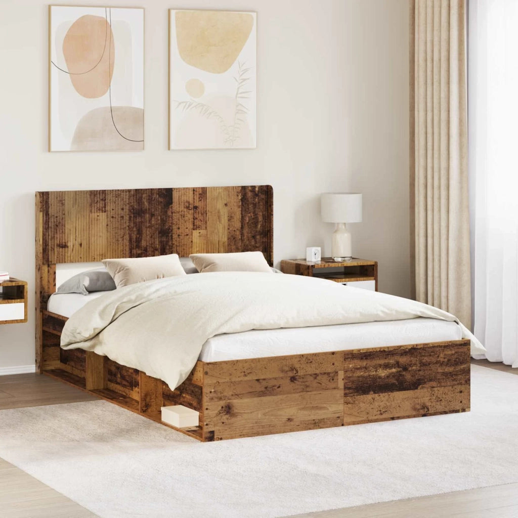 Struttura del letto con stoccaggio e testata Legno antico 3414241