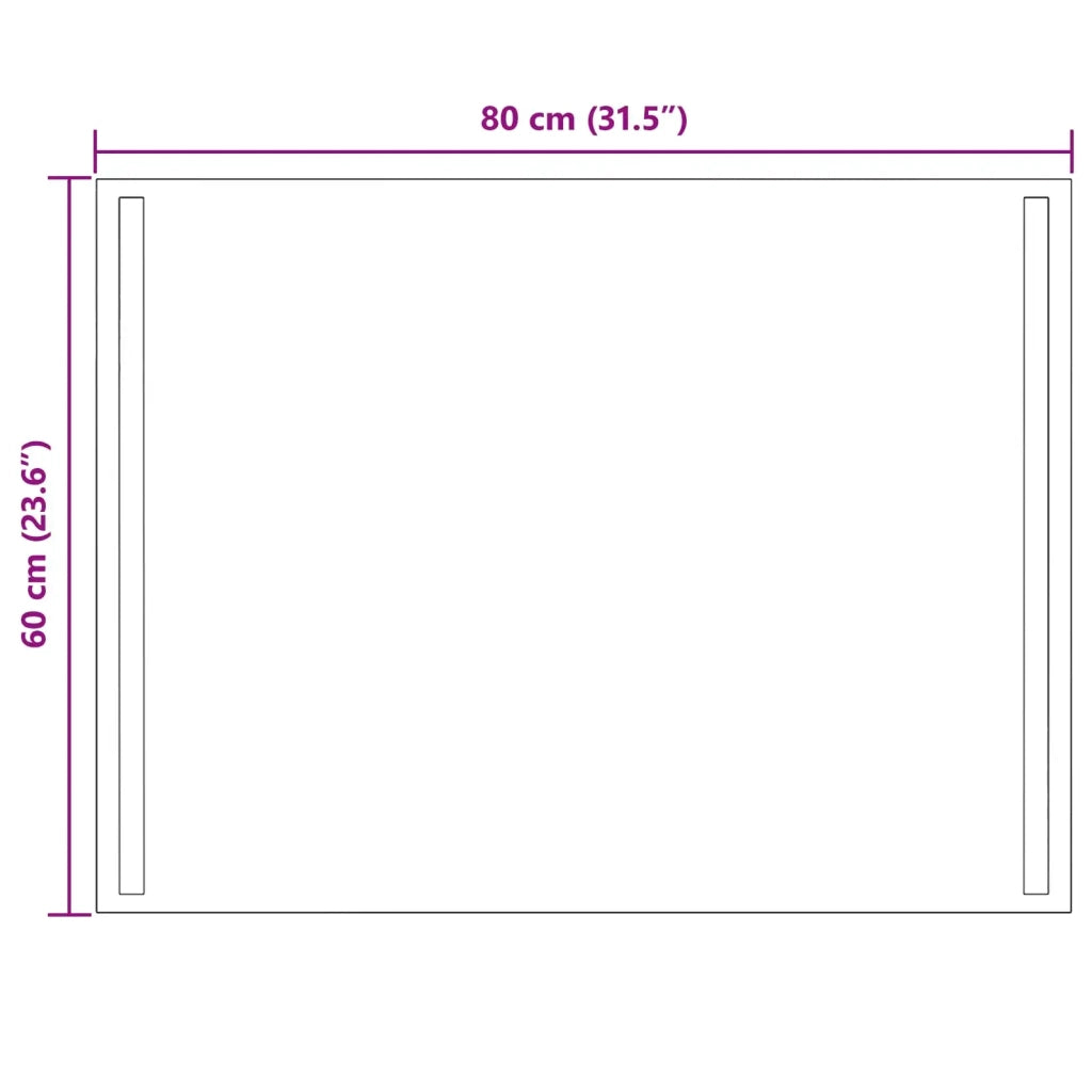 Specchio da bagno LED Trasparente 80 x 60 cm vetro temperato 42045799