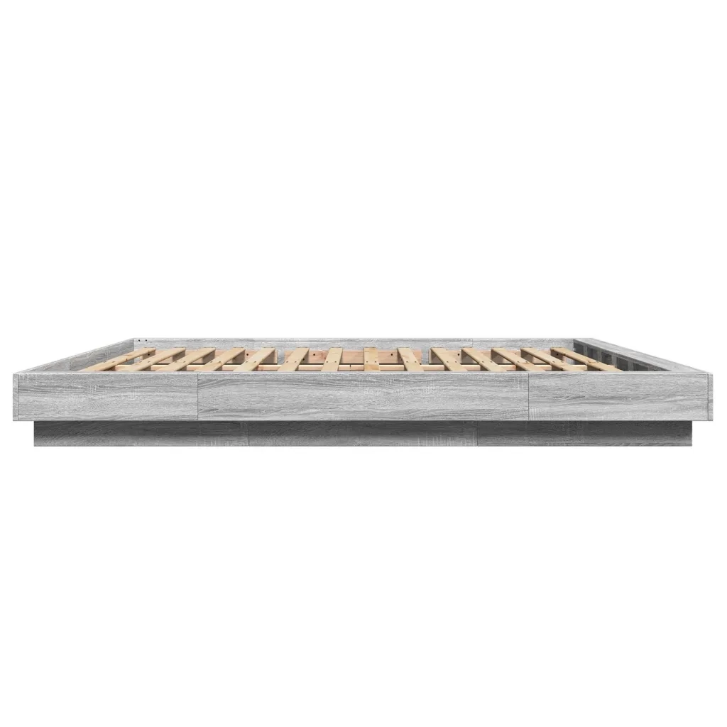 Letto matrimoniale | Letto per adulti | Giroletto Luci LED Grigio Sonoma 180x200 cm Legno Multistrato
