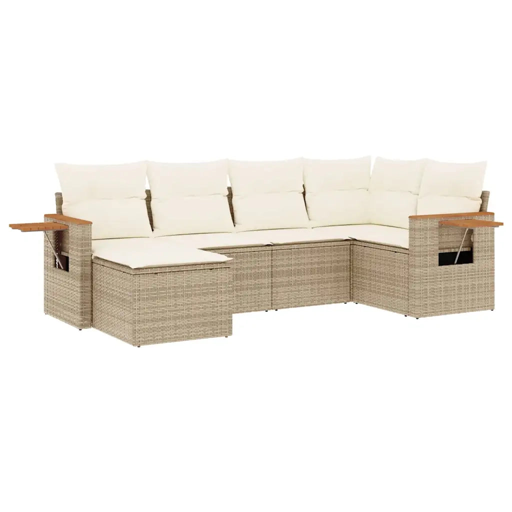 Set Divano da Giardino 6 pz con Cuscini Beige in Polyrattan 3259419