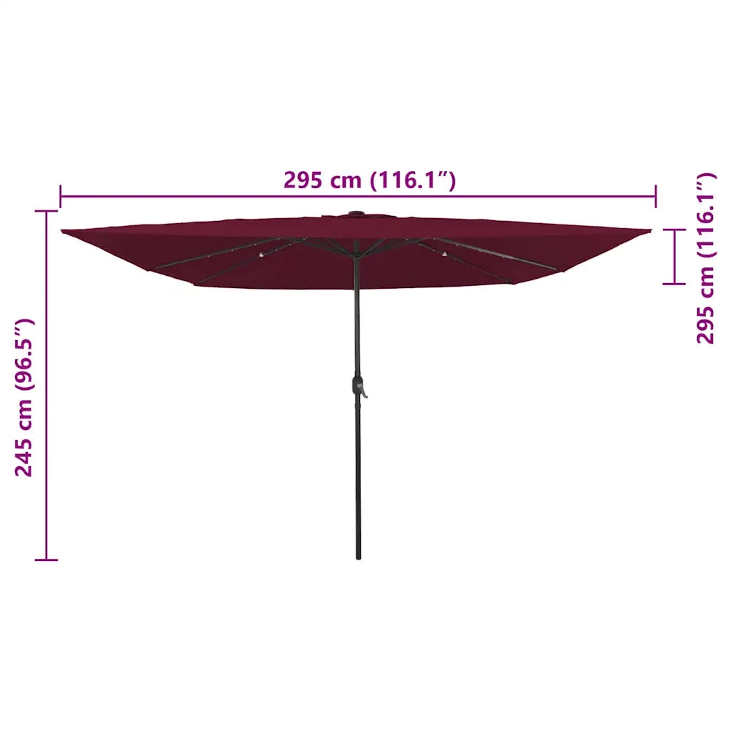 Ombrello da giardino-Ombrellone da spiaggia Rosso Bordeaux 295 x 295 x 245 cm 598898