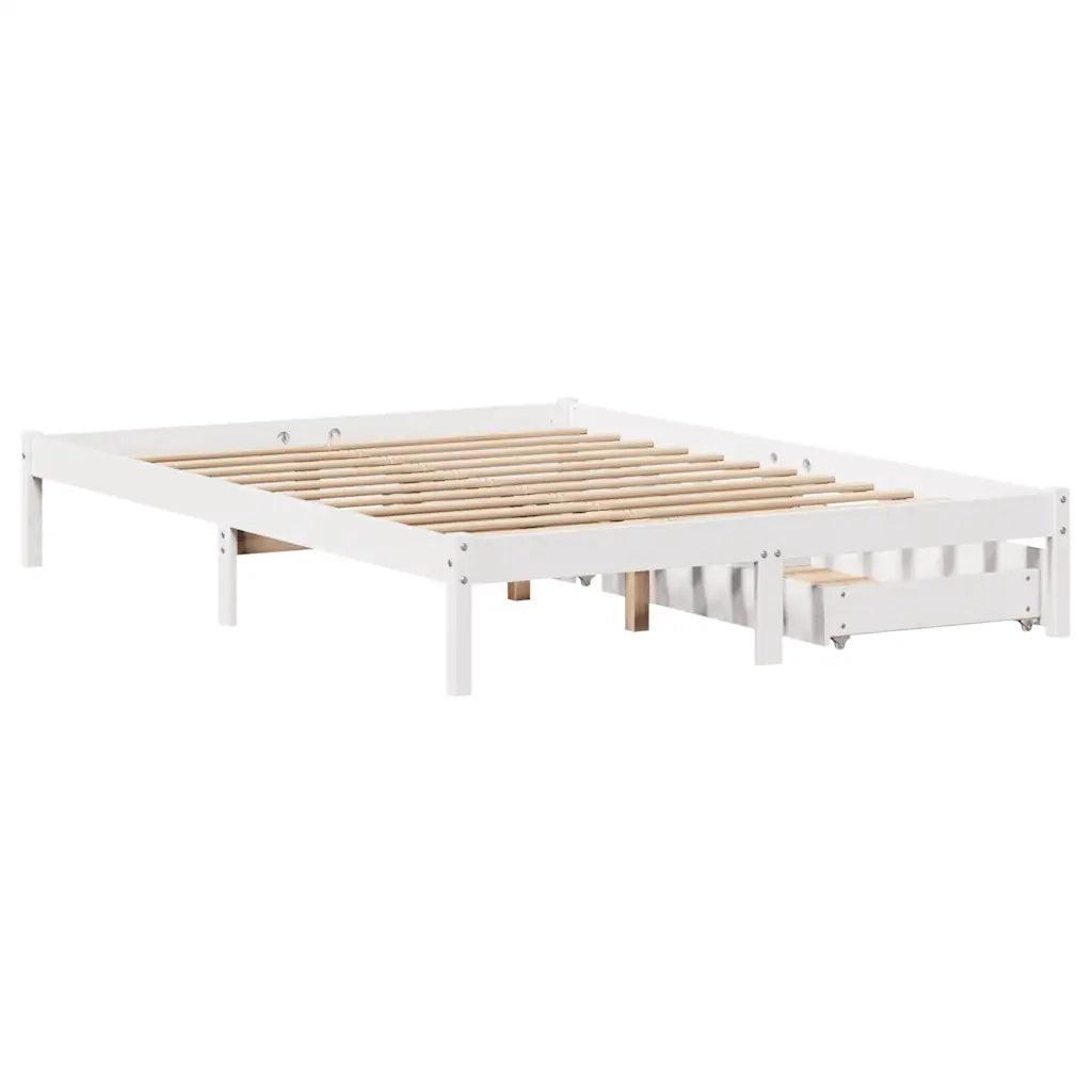 Letto senza Materasso-Struttura Letto Bianco 160x200 cm Legno Massello di Pino 517040