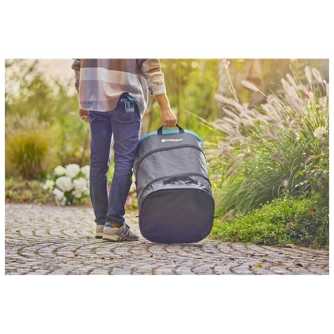 Gardena 11716-20 Sacco per rifiuti da giardino PopUp rettangolare 220 l con altezza regolabile e 4 maniglie colore Grigio Turchese