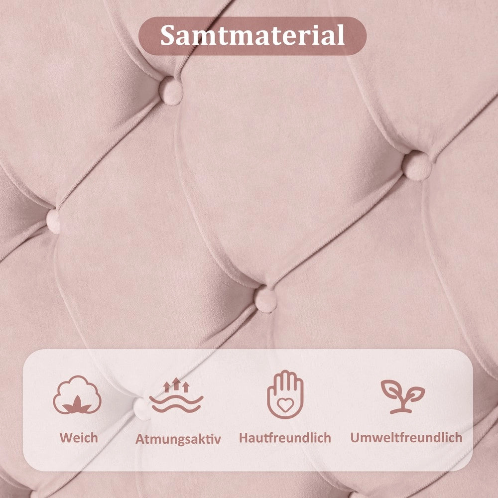 Letto Imbottito con Testiera Regolabile ¨C MINIMAL ¨C Velluto Rosa 140x200