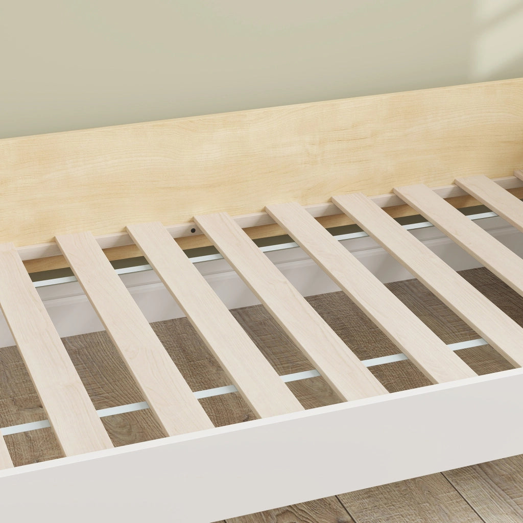 Letto Singolo per Bambini in Legno ¨C Minimal ¨C Bianco e Naturale 140x70 cm