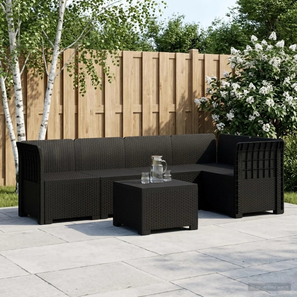 Divano da Giardino 5 Posti Stile Rattan PP Antracite 3444066