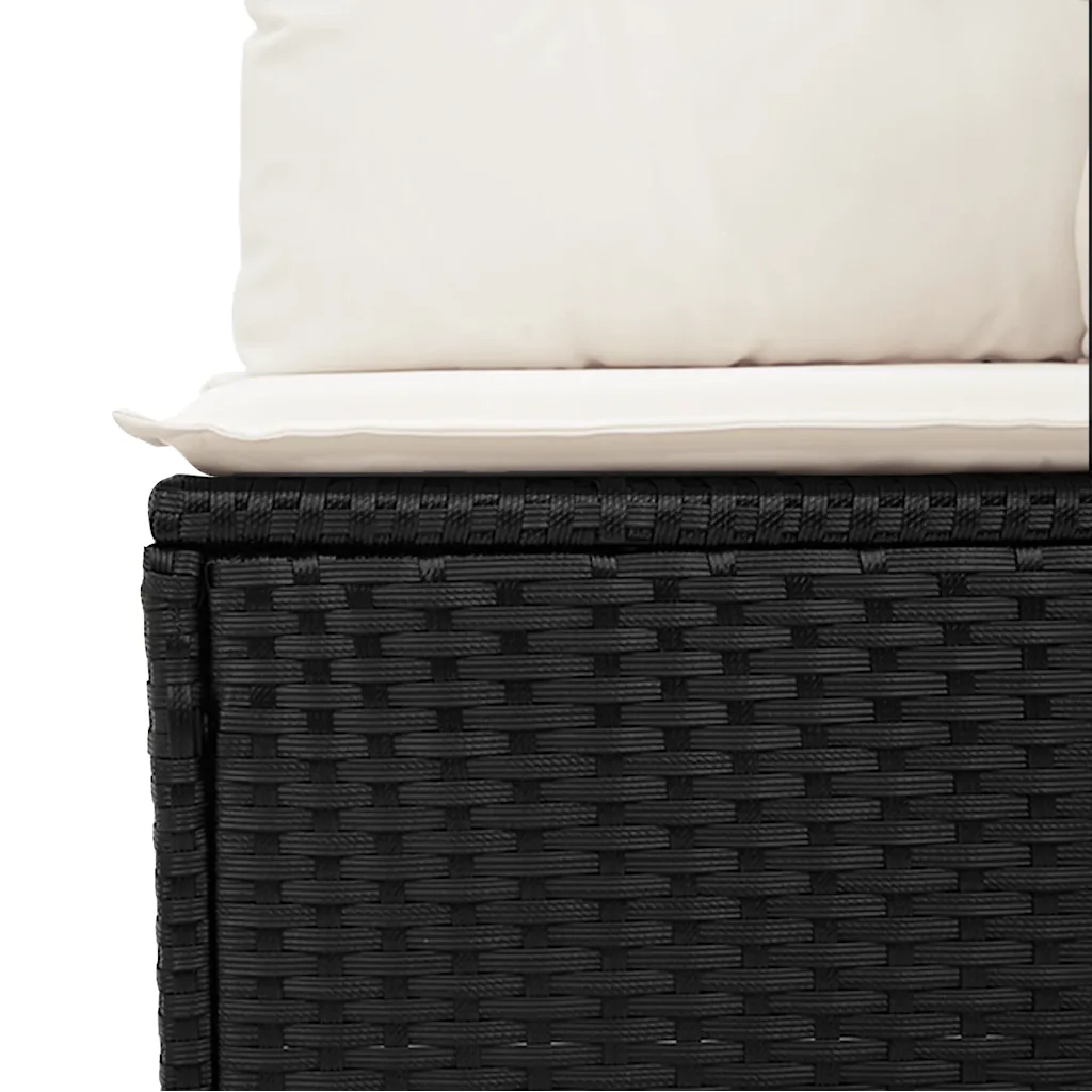 Set Divano da Giardino 6 pz con Cuscini Nero in Polyrattan 3326617