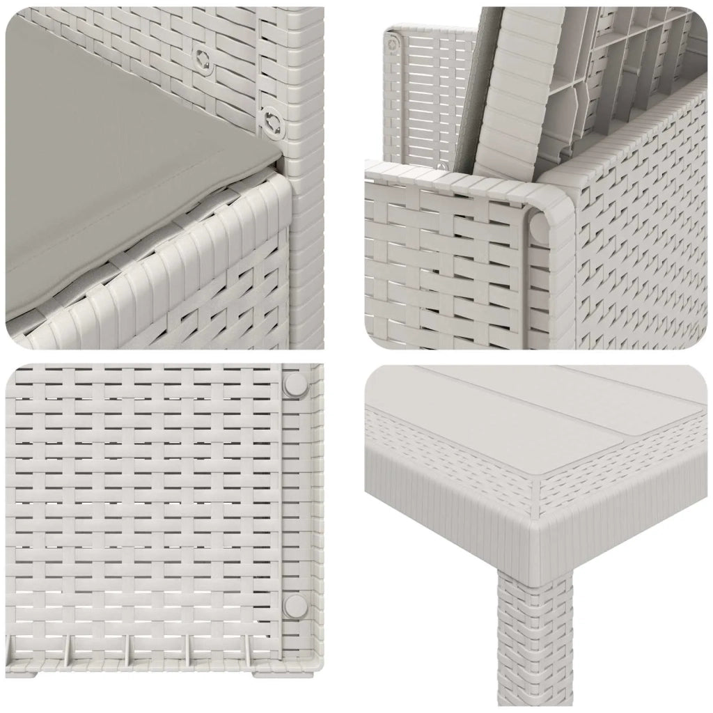 Set da Pranzo per Giardino 5 pcs Bianco e Grigio Chiaro PP