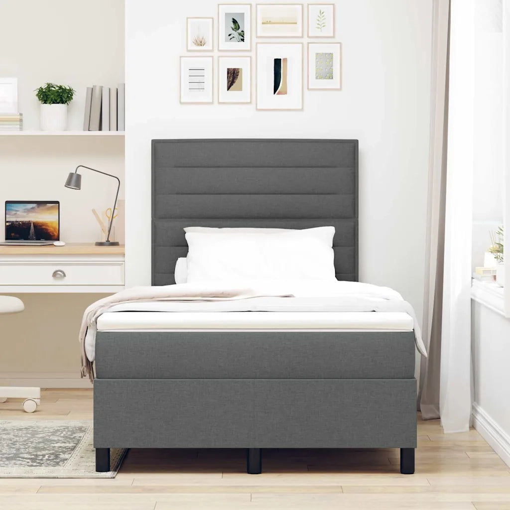 Letto a molle con materasso Grigio scuro 120 x 190 cm Tessuto
