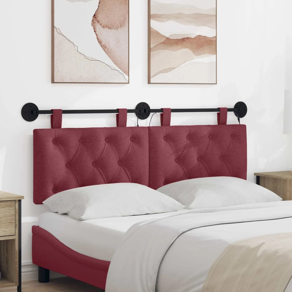 Testiera sospesa Con luce LED Rosso Vino Tessuto 3424628