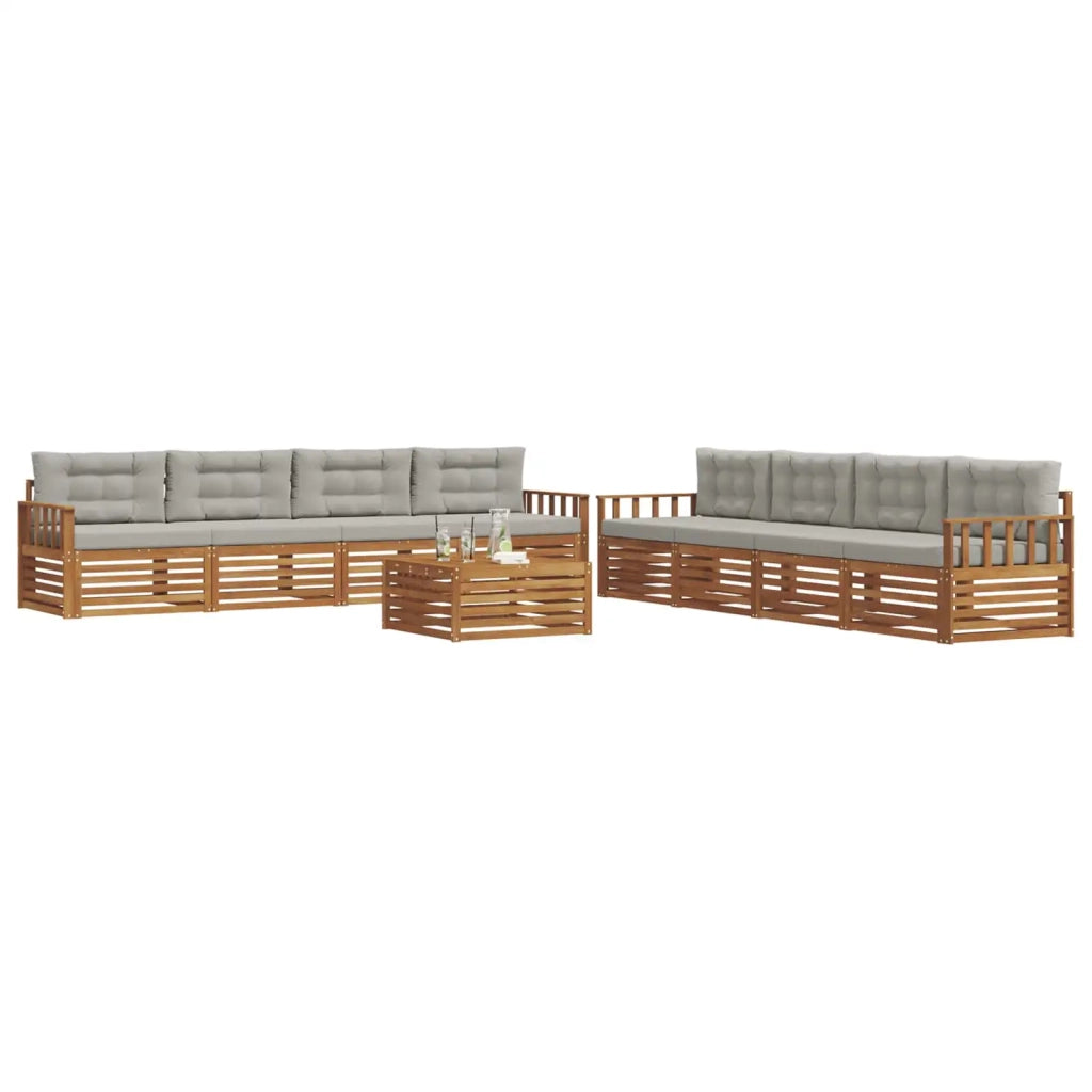 Set di divani da esterno 9 pcs Grigio Naturale e Chiaro 3373211