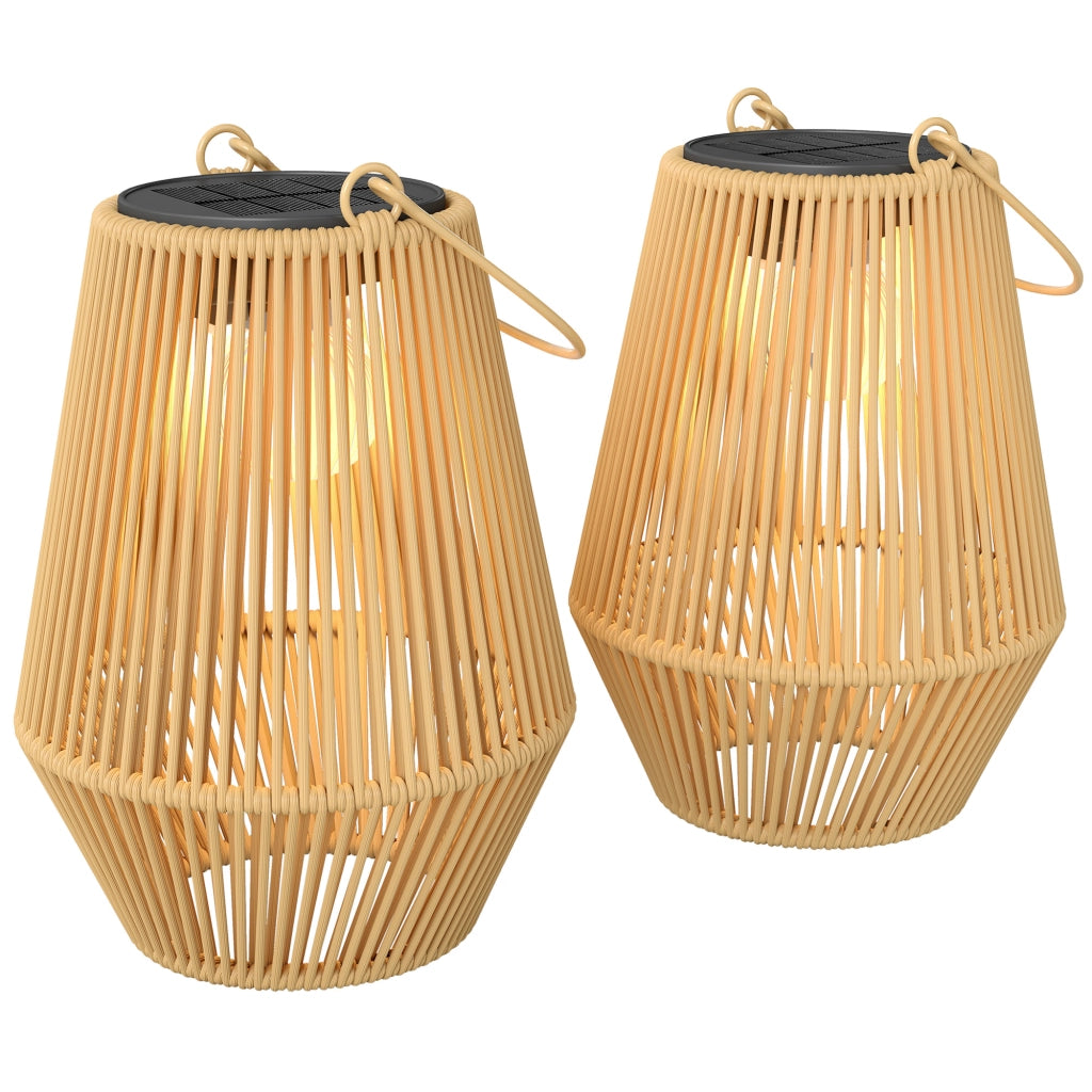 Set 2 Farole Solari da Esterno ¨C Minimal ¨C Rattan Marrone IP44