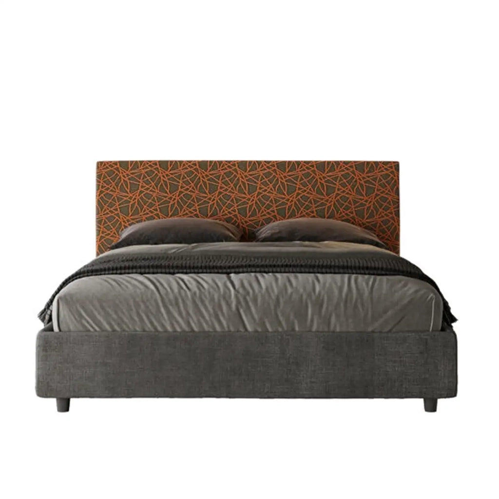 Letto matrimoniale contenitore imbottito 160x210 tessuto Era 4 arancio Arla