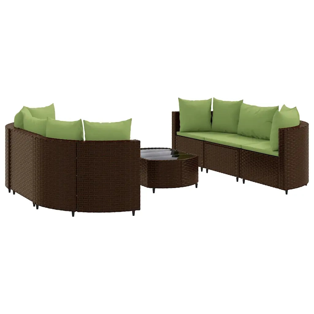 Set Divani da Giardino 7 pz con Cuscini Marrone in Polyrattan 3308438
