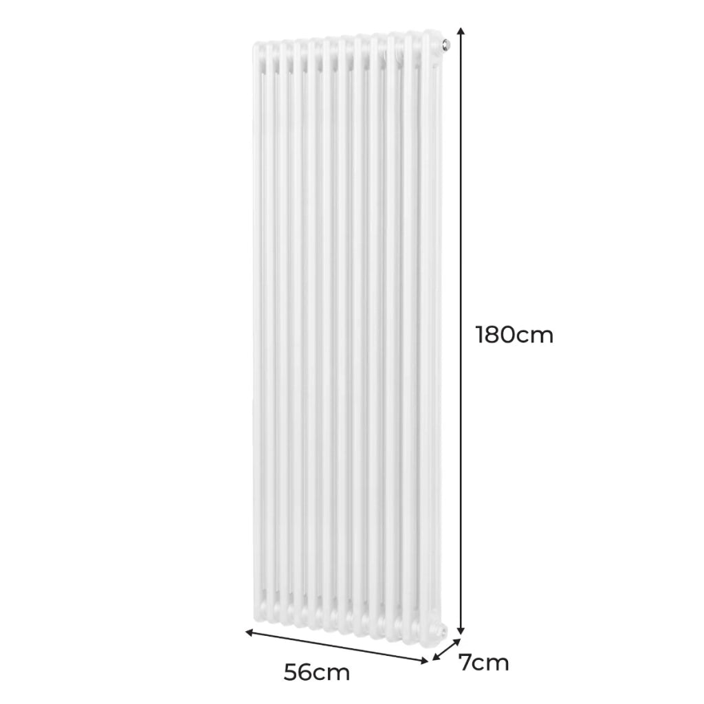 Termosifone Radiatore a 2 colonne per riscaldamento centralizzato verticale Bianco 180x56cm