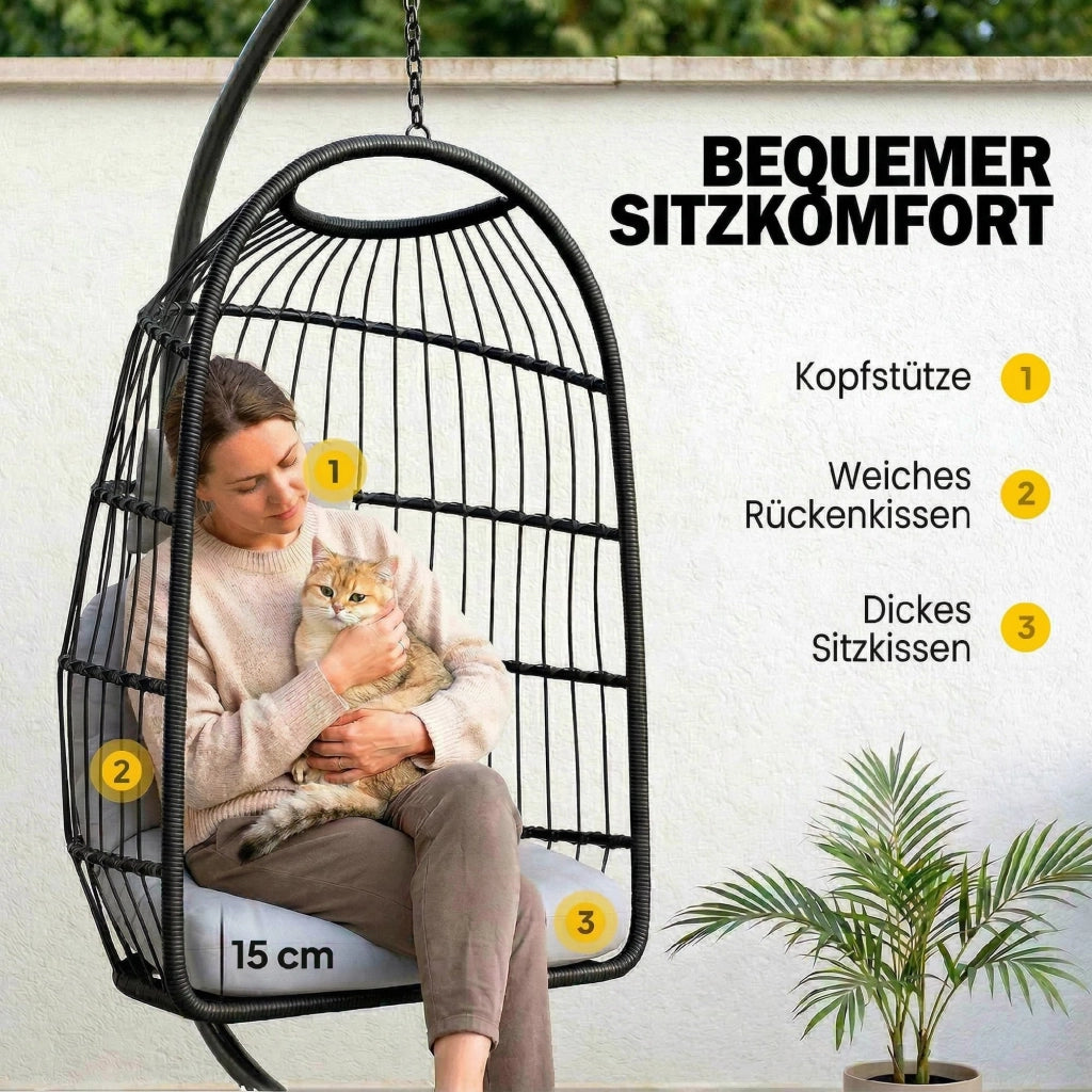 Poltrona a dondolo sospesa con cuscino e cintura di sicurezza ¨C zephmum ¨C grigio