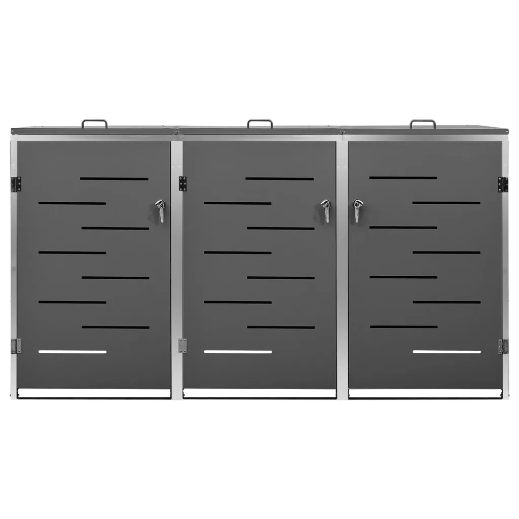 Copribidone per Spazzatura Triplo 207x77,5x115 cm Acciaio Inox cod mxl 52623