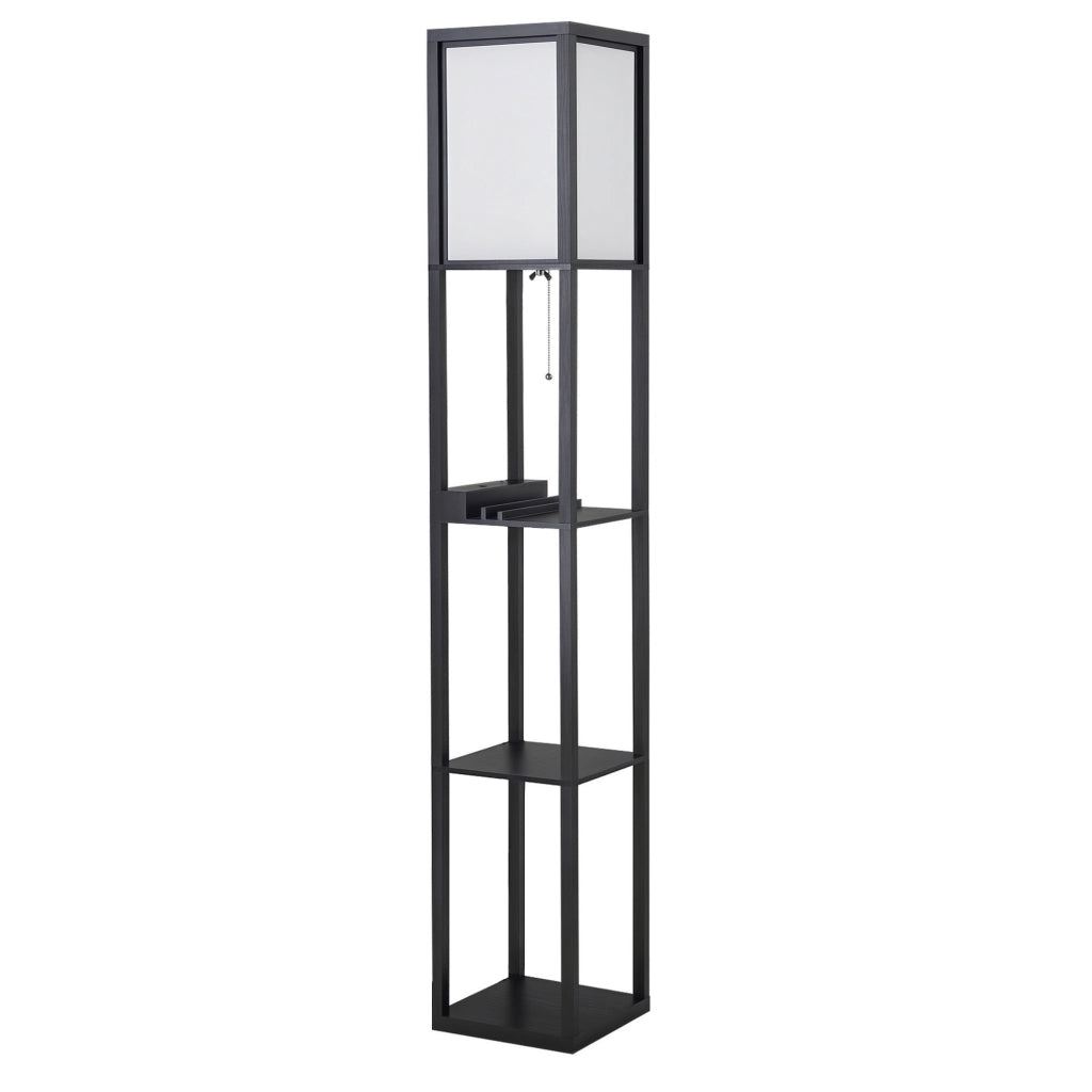 Lampada da Terra con Ripiani ¨C Xylo ¨C Nero e Bianco 26x26x160cm