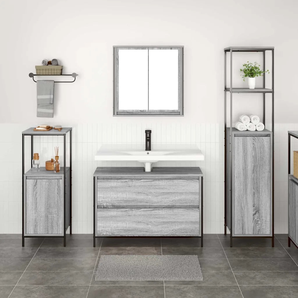 Set di mobili per il bagno con cassetto 3 pcs Grigio Sonoma 3328362