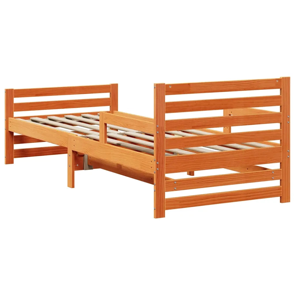 Letto singolo | Letto per adulti | Struttura del letto con testiera Marrone cerato 80 x 200 cm