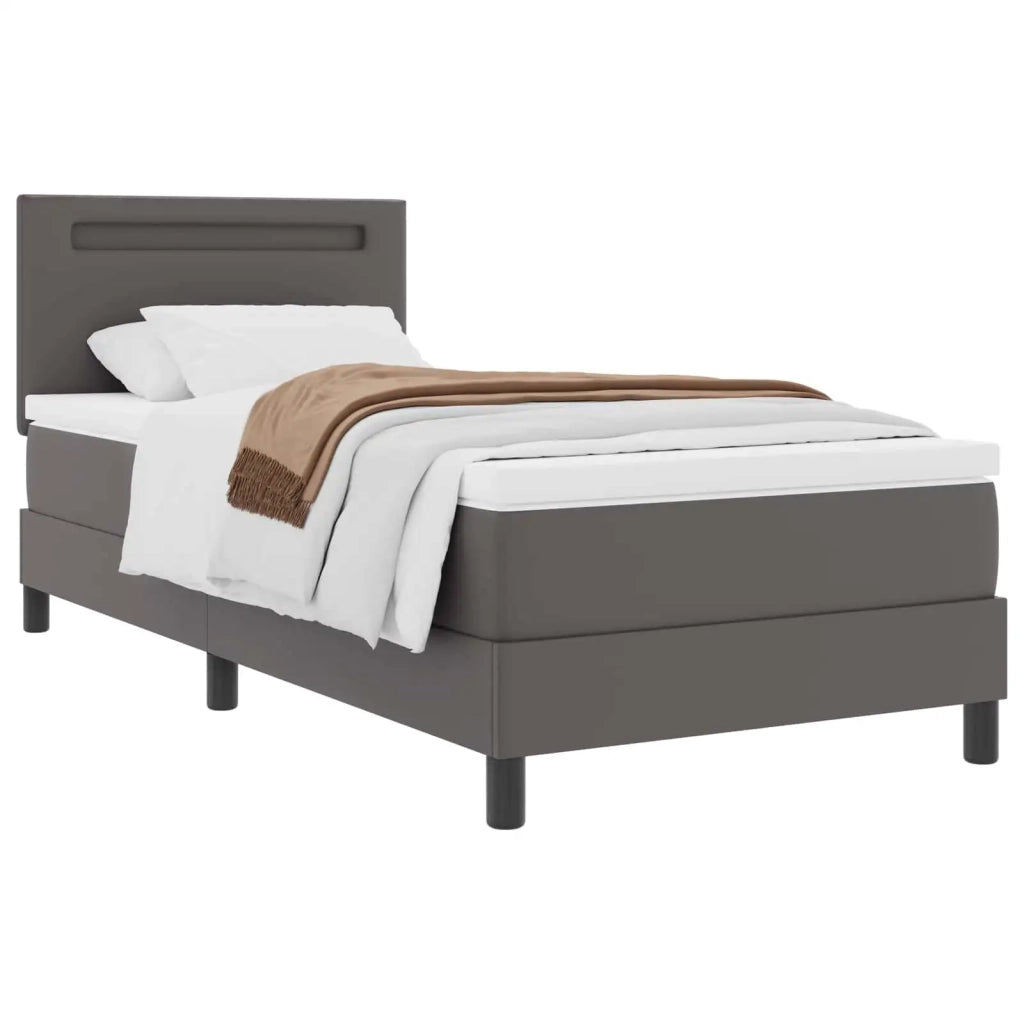 Letto a molle con materasso Grigio 90 x 190 cm Pelle sintetica 3339030