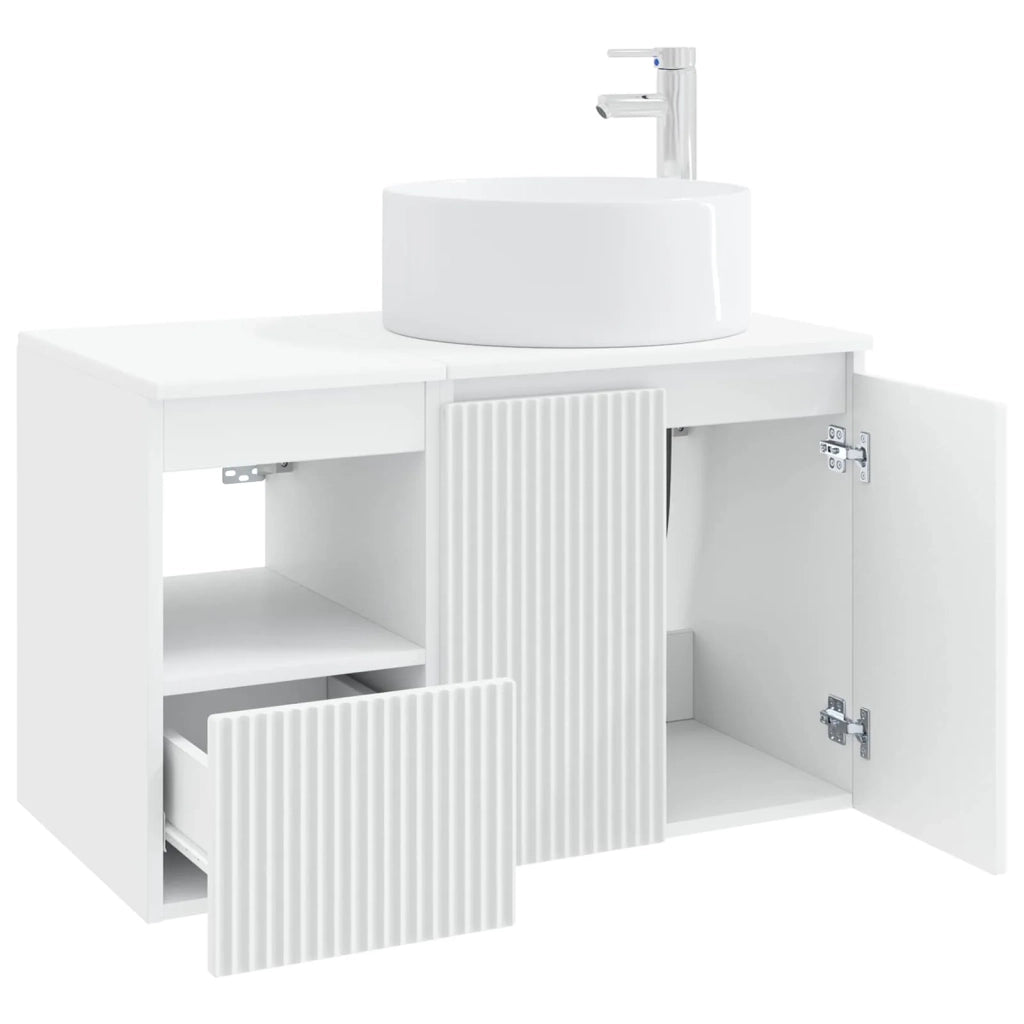 Set di mobili per il bagno 2 pz Bianco Legno ingegnerizzato 3404104
