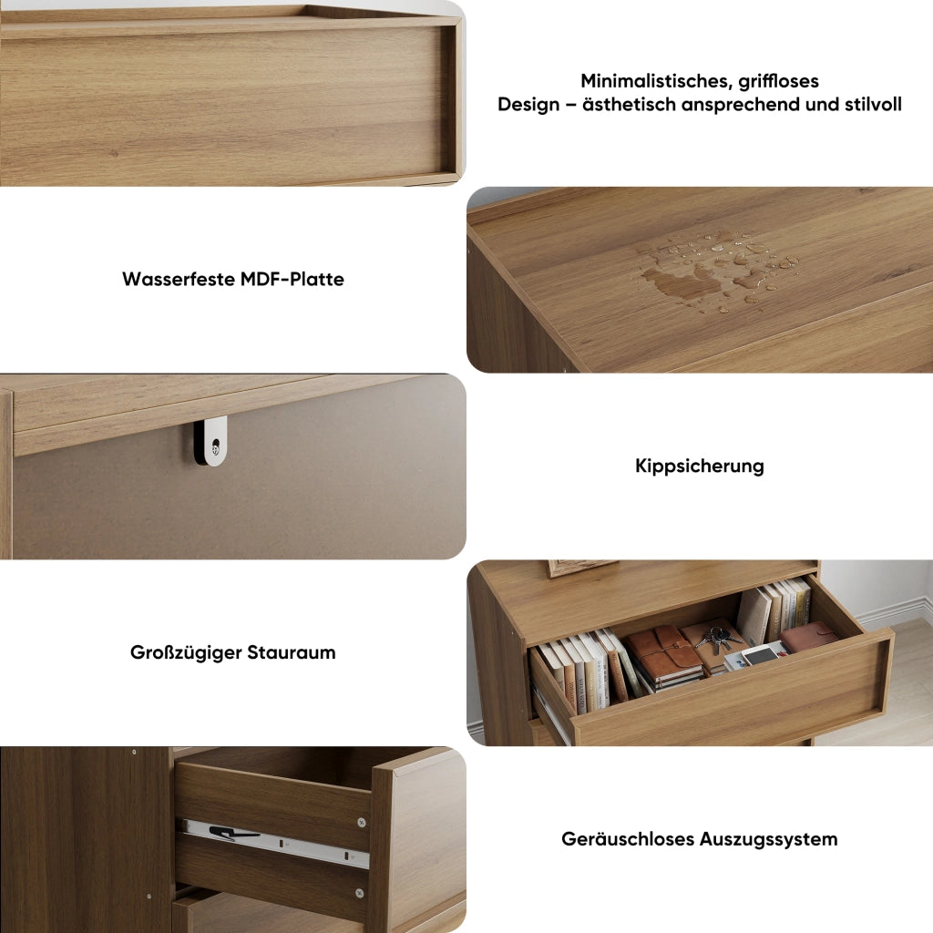 CASSETTIERA a 3 cassetti 80x48x78 cm Rovere