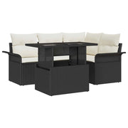 Set Divano da Giardino con cuscino 5 pcs Nero Poly Rattan 3357010