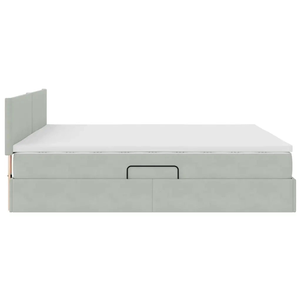 Letto con Contenitore Grigio chiaro 160 x 200 cm Velluto 3370707