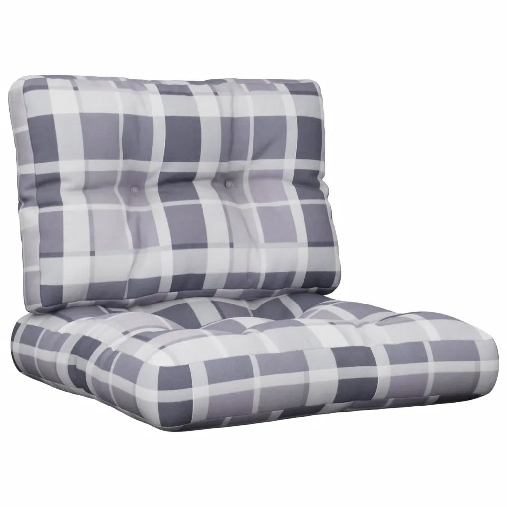 Cuscini per Pallet 2 pz Grigi a Quadri in Tessuto 360659