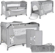 Letto portatile per bambini con altezza regolabile e accessori - Grigio