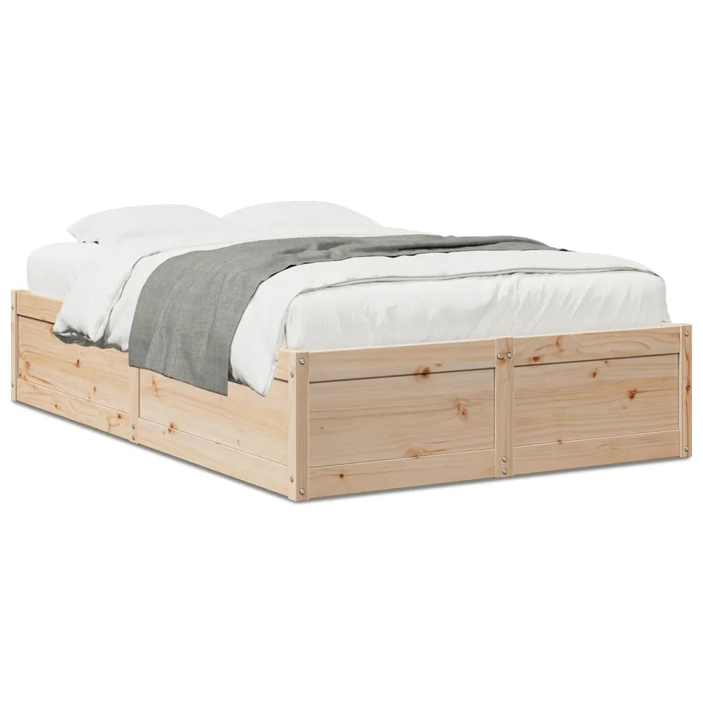 Letto senza Materasso-Struttura Letto 135x190 cm in Legno Massello di Pino 818877
