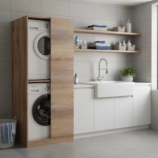 Porta lavatrice e asciugatrice a 2 ante - Olmo naturale