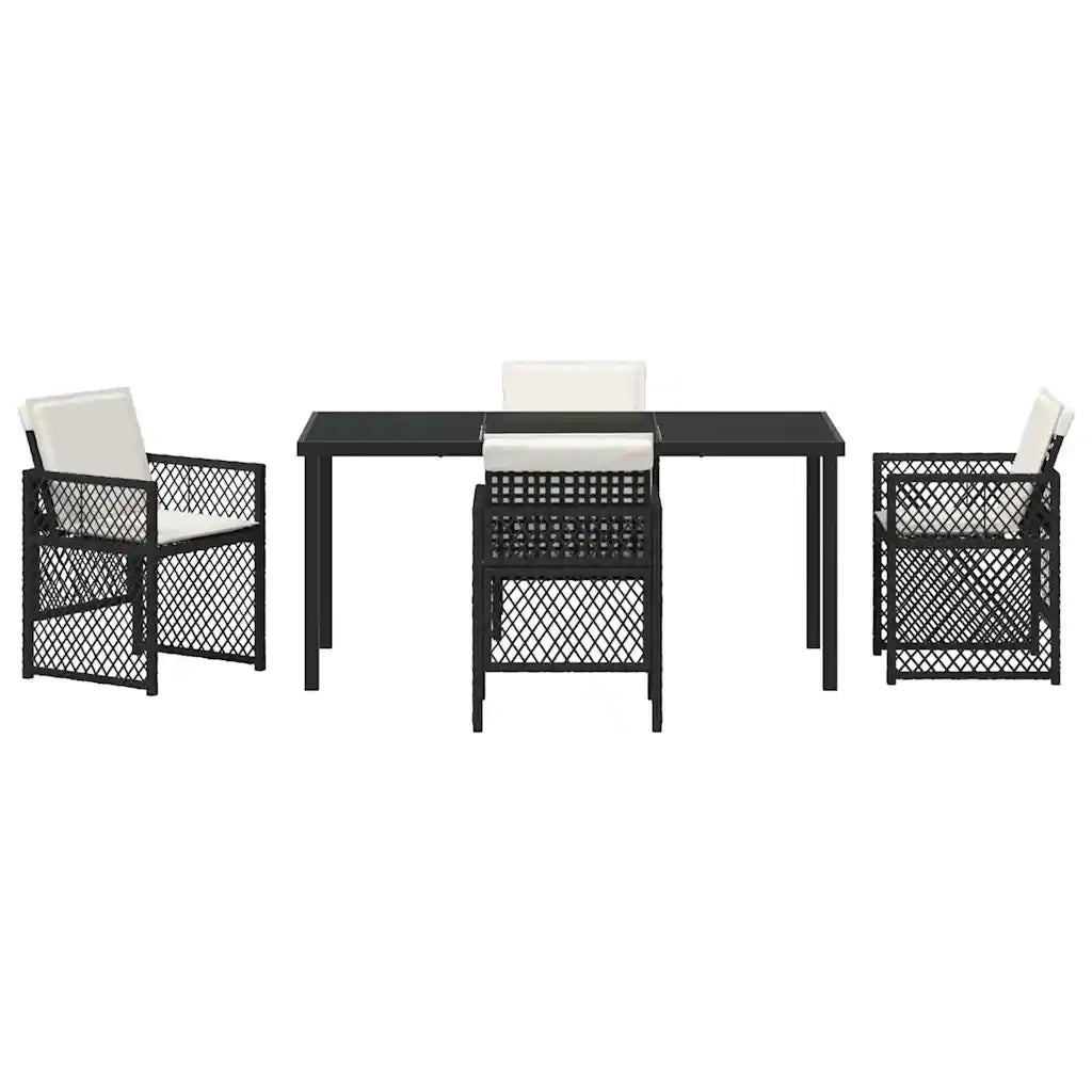 Set da Pranzo per Giardino 5 pcs Nero polyrattan