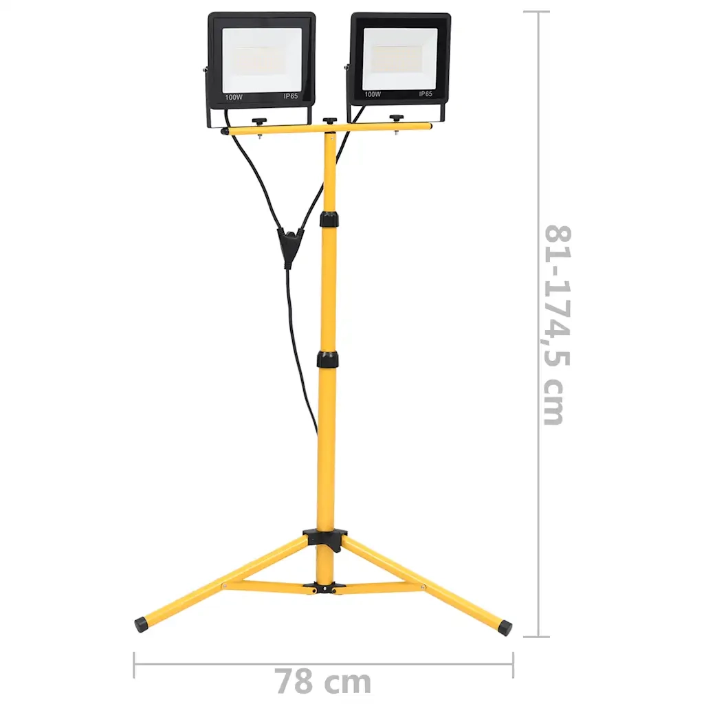 Faretto a LED con Treppiede 2x100 W Bianco Caldo