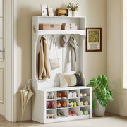 APPENDIABITI con panca e 12 scomparti scarpe 100x35x172,2 cm Bianco