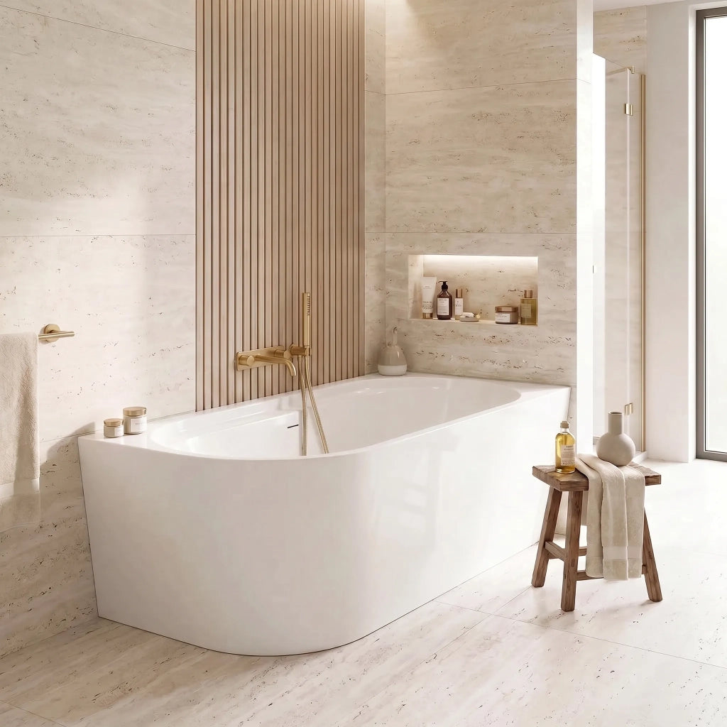 Vasca Bagno Rea Marion Right 170cm Copritappo bianco