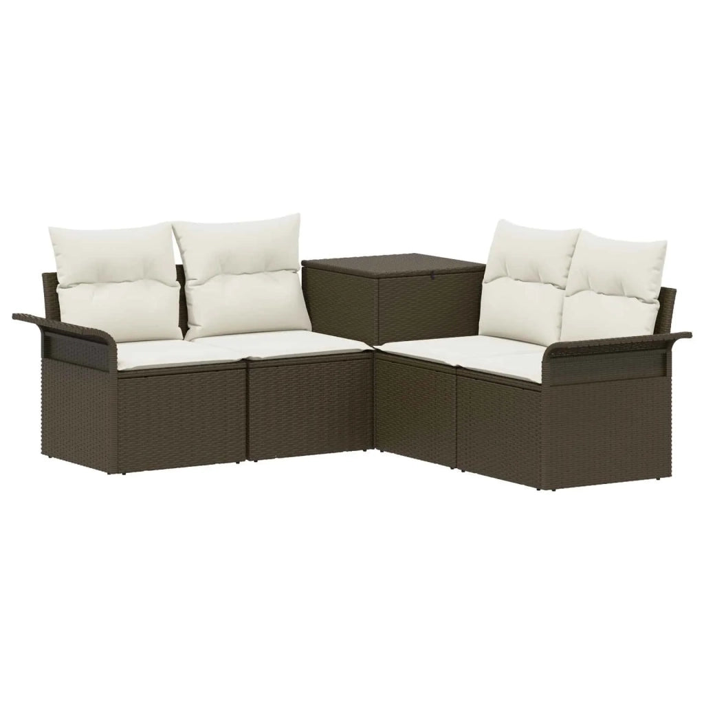 Set di divani 5 pz Marrone e Bianco Crema 3447734