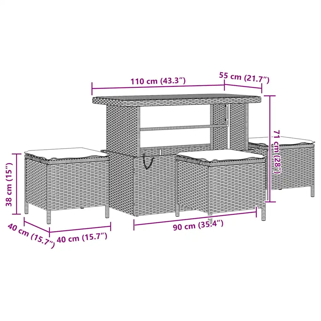 Set Divano da Giardino con cuscino 9 pcs Beige polyrattan 3362141