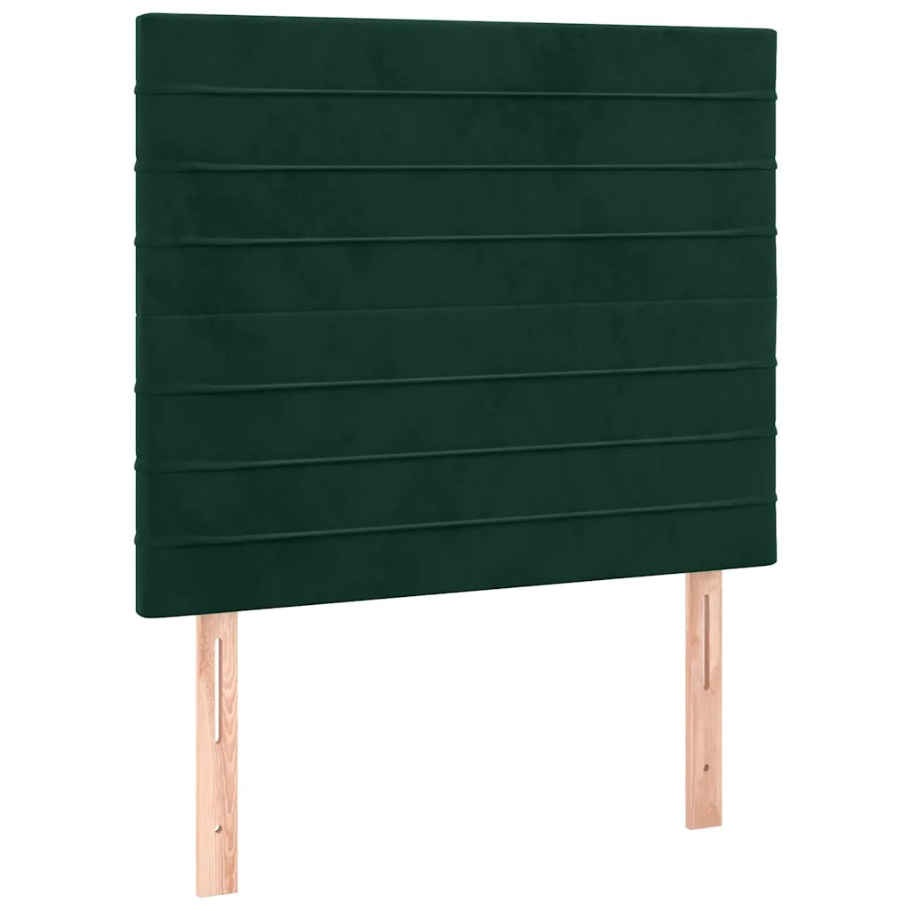 Letto a Molle con Materasso e LED Verde Scuro 80x200cm Velluto