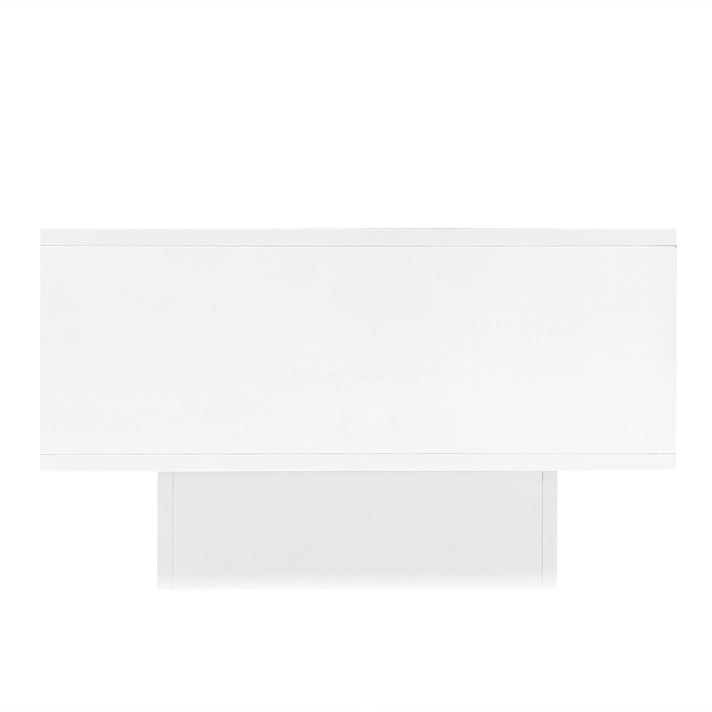 Tavolino da Caff¨¨ con LED e Cassetti ¨C MINIMAL ¨C Bianco Lucido 115x55x34