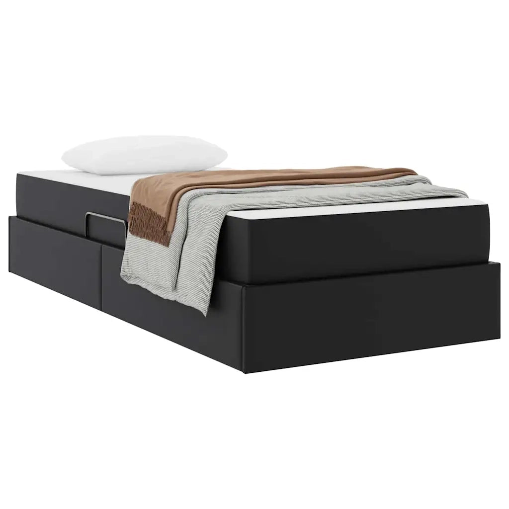 Letto con contenitore e materasso 2 pcs Nero Pelle 3399596