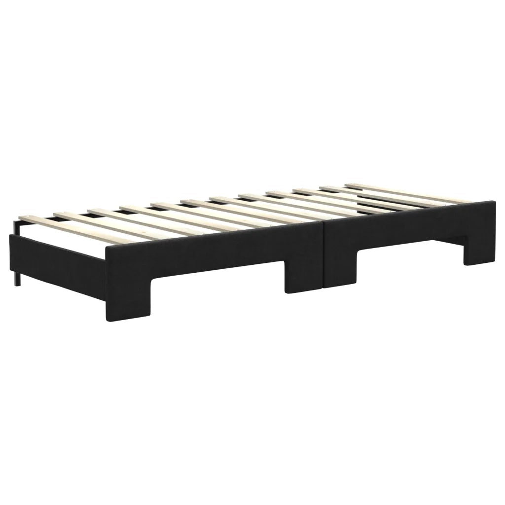 Divano Letto Estraibile con Materassi Nero 80x200 cm Tessuto 3197441
