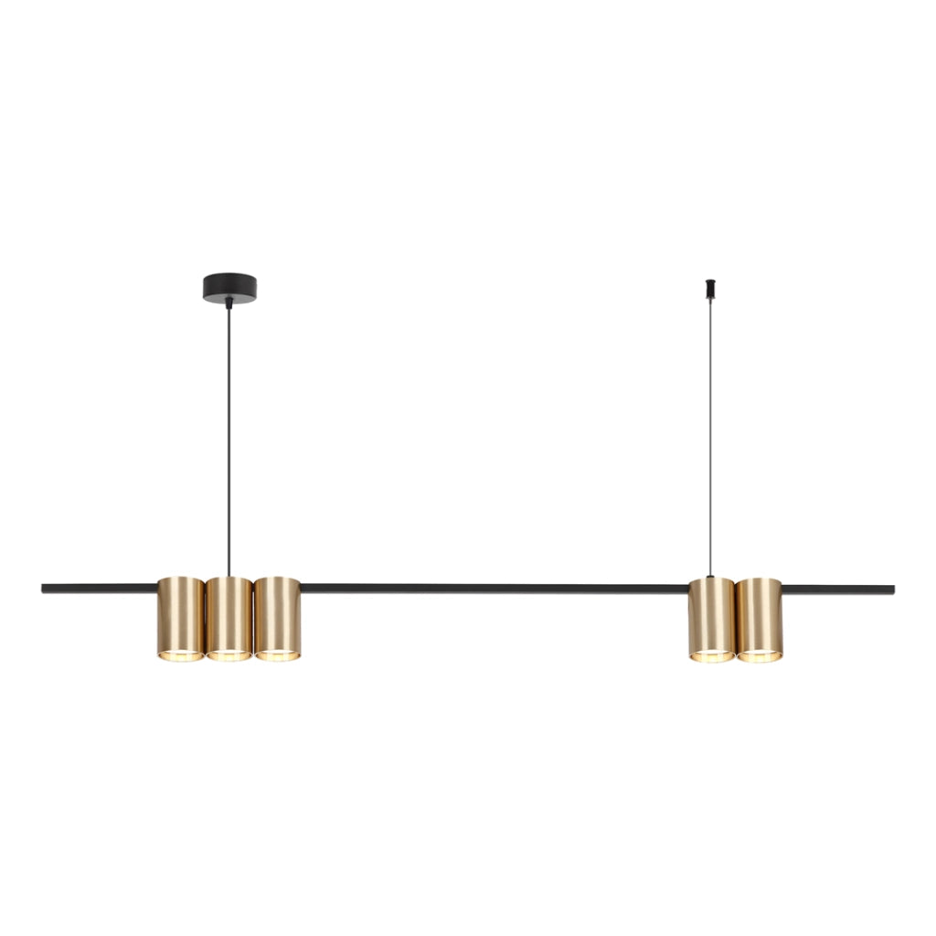 Lampada sospesa Milagro Genesis barra nero oro 5xGU10
